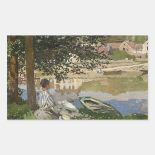 Claude Monet - On the Bank of the Seine, Bennecour Rectangular Sticker