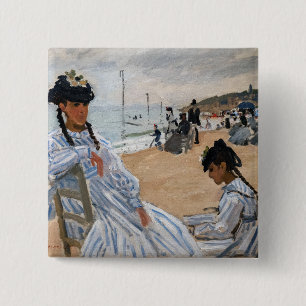 Claude Monet - On the Beach at Trouville 15 Cm Square Badge
