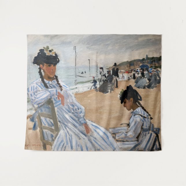 Claude Monet - On the Beach at Trouville Tapestry (Front (Horizontal))