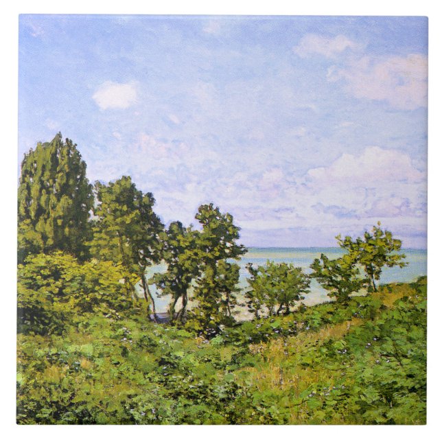 Claude Monet painting, By the Sea, Tile (Front)