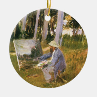 Claude Monet Painting, Edge of a Wood by Sargent Ceramic Tree Decoration