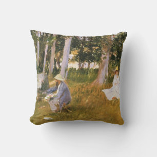 Claude Monet Painting, Edge of a Wood by Sargent Cushion