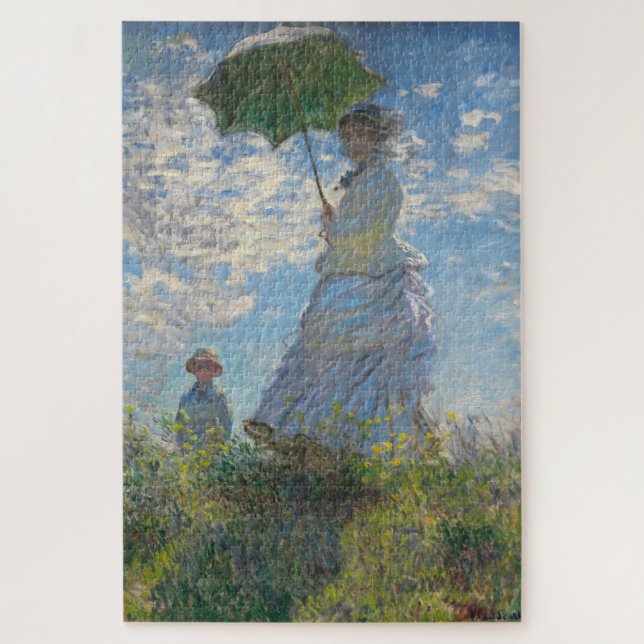 Claude Monet Painting of Lady with Parasol  Jigsaw Puzzle (Vertical)