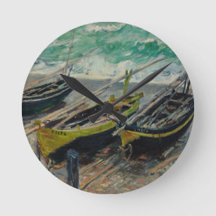 Claude Monet Painting Oil Canvas Artistic Nature Round Clock