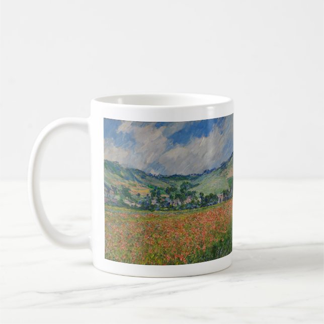 Claude Monet Painting, Poppy Field at Giverny Coffee Mug (Left)