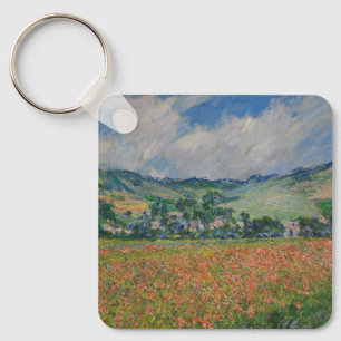 Claude Monet Painting, Poppy Field at Giverny Key Ring