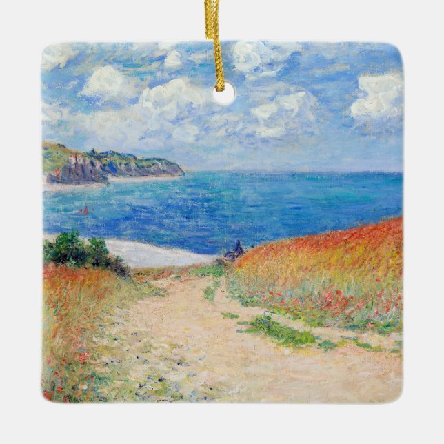 Claude Monet - Path in Wheat Fields at Pourville Ceramic Ornament (Front)