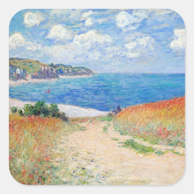 Claude Monet - Path in Wheat Fields at Pourville Square Sticker (Front)
