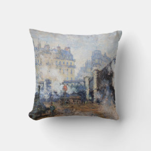 Claude Monet - Pont de l'Europe, Gare Saint-Lazare Cushion