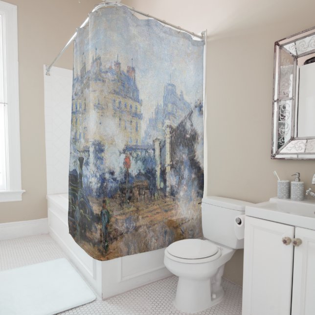 Claude Monet - Pont de l'Europe, Gare Saint-Lazare Shower Curtain (In Situ)