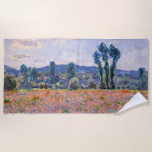 Claude Monet - Poppy Field 1890 (Giverny) Beach Towel