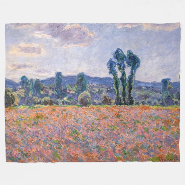 Claude Monet - Poppy Field 1890 (Giverny) Fleece Blanket (Front (Horizontal))