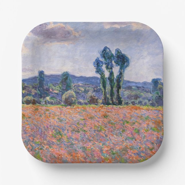 Claude Monet - Poppy Field 1890 (Giverny) Paper Plate (Front)