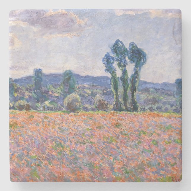 Claude Monet - Poppy Field 1890 (Giverny) Stone Coaster (Front)