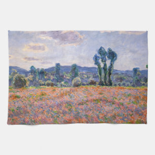 Claude Monet - Poppy Field 1890 (Giverny) Tea Towel