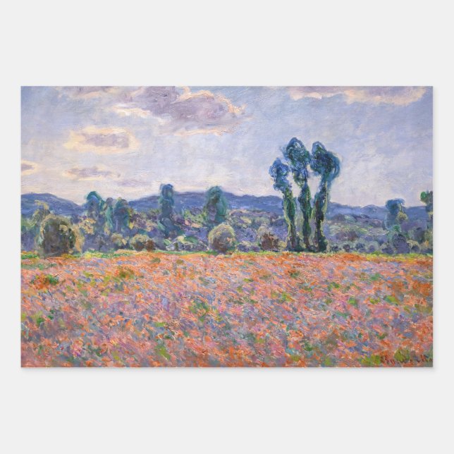 Claude Monet - Poppy Field 1890 (Giverny) Wrapping Paper Sheet (Front)