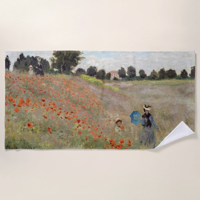 Claude Monet - Poppy Field Beach Towel (Front)