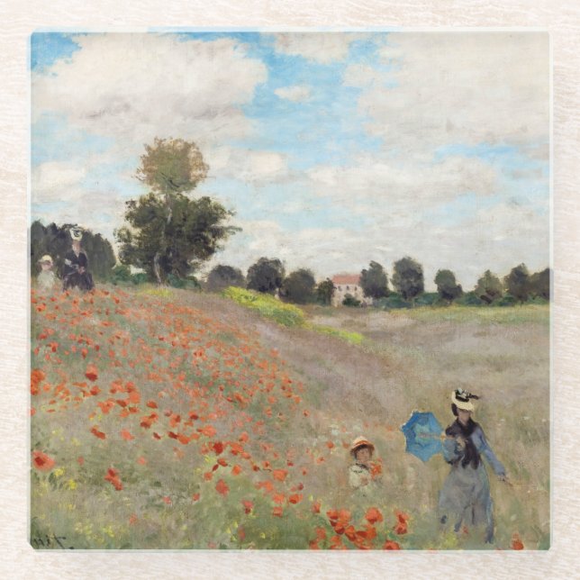 Claude Monet - Poppy Field Glass Coaster (Front)
