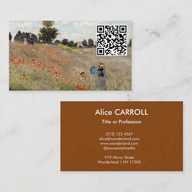 Claude Monet - Poppy Field - QR Code Business Card (Front/Back)