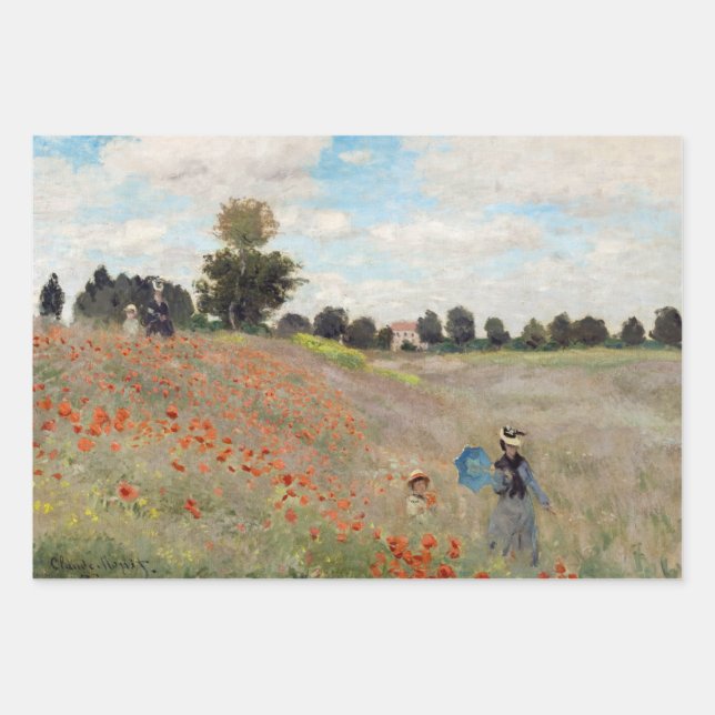 Claude Monet - Poppy Field Wrapping Paper Sheet (Front)