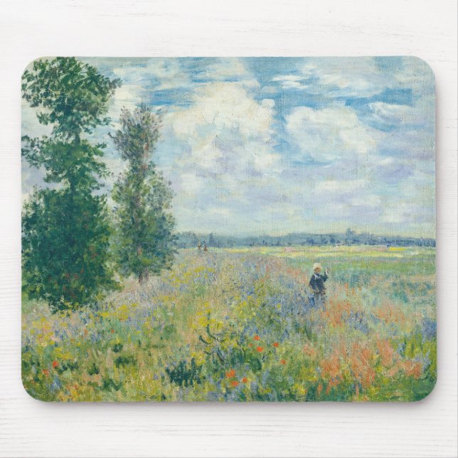 Claude Monet - Poppy Fields near Argenteuil (1875) Mouse Mat (Front)