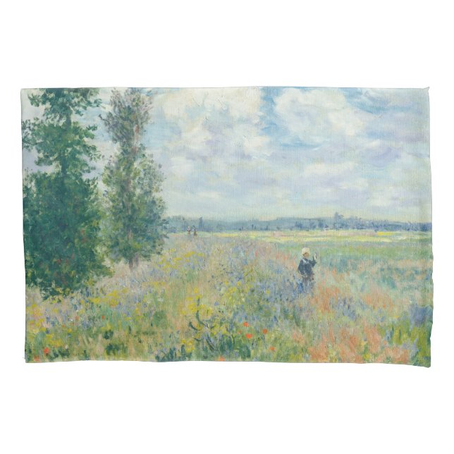 Claude Monet - Poppy Fields near Argenteuil (1875) Pillowcase (Front)