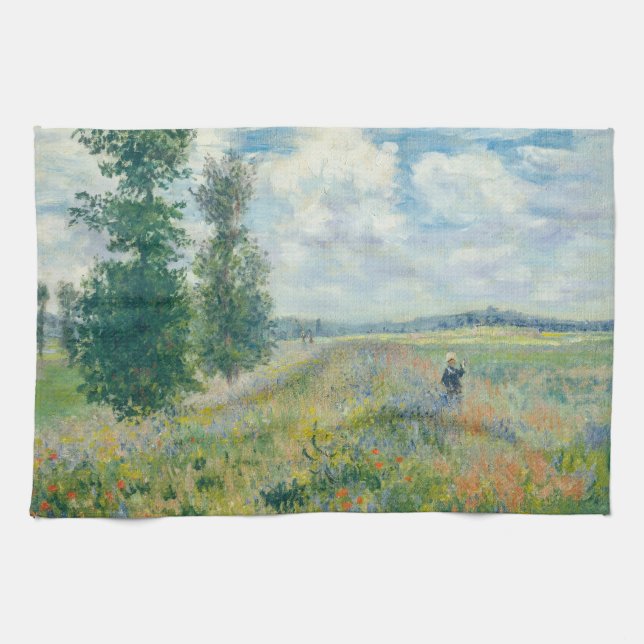 Claude Monet - Poppy Fields near Argenteuil (1875) Tea Towel (Horizontal)