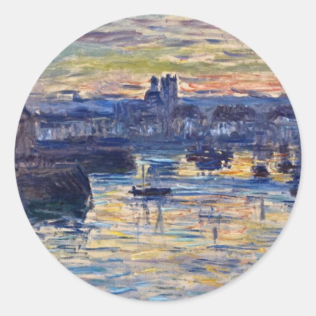 Claude Monet - Port Of Dieppe, Evening Classic Round Sticker (Front)