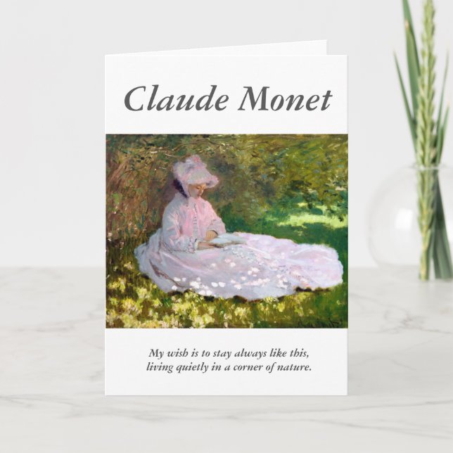 Claude Monet Reading Woman Springtime Artist Quote Card (Front)