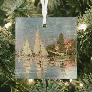 Claude Monet Regatta at Argenteuil, c.1872 Glass Tree Decoration