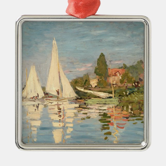 Claude Monet | Regatta at Argenteuil, c.1872 Metal Tree Decoration (Front)