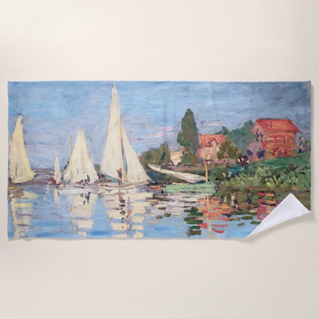 Claude Monet - Regattas at Argenteuil Beach Towel (Front)