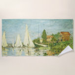 Claude Monet. Regattas at Argenteuil     Beach Towel<br><div class="desc">Claude Monet. Regattas at Argenteuil.  Reproduction of famous works of art  images in the public domain.</div>