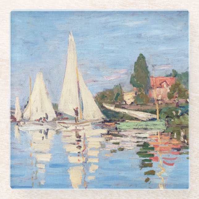 Claude Monet - Regattas at Argenteuil Glass Coaster (Front)