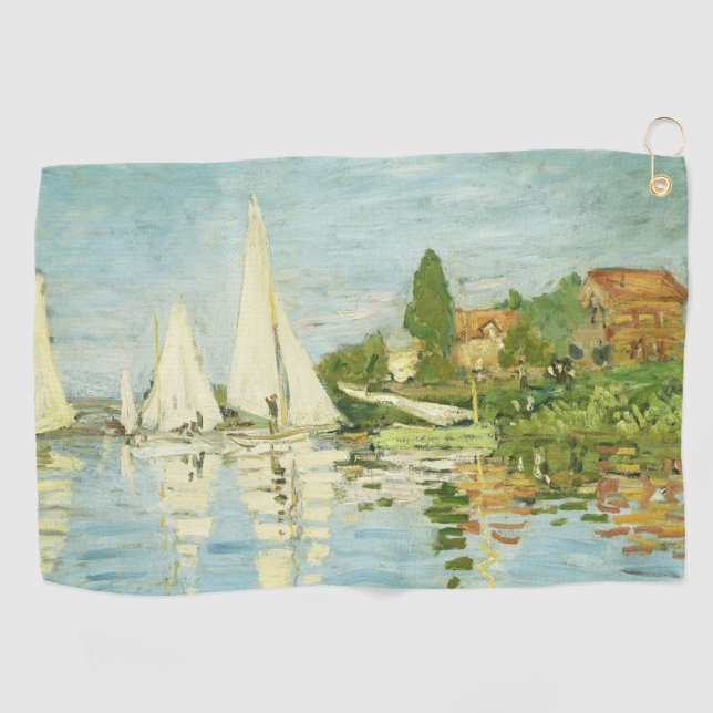 Claude Monet. Regattas at Argenteuil     Golf Towel (Horizontal)