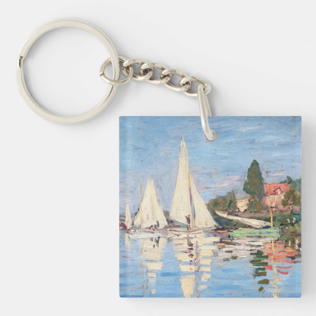 Claude Monet - Regattas at Argenteuil Key Ring (Front)
