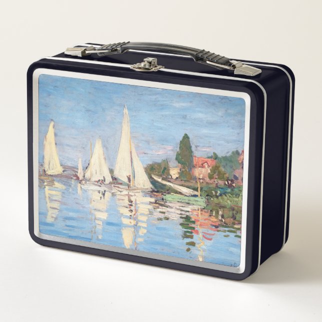 Claude Monet - Regattas at Argenteuil Metal Lunch Box (Front)
