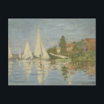 Claude Monet - Regattas at Argenteuil Postcard<br><div class="desc">Regattas at Argenteuil by Claude Monet, circa 1872. Claude Monet was a founder of French Impressionist painting, and the most consistent and prolific practitioner of the movement's philosophy of expressing one's perceptions before nature, especially as applied to plein-air landscape painting. The term "Impressionism" is derived from the title of his...</div>