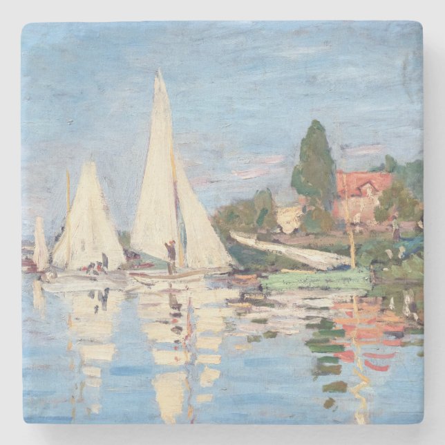 Claude Monet - Regattas at Argenteuil Stone Coaster (Front)