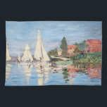 Claude Monet - Regattas at Argenteuil Tea Towel<br><div class="desc">Regattas at Argenteuil,  Regates a Argenteuil. By Claude Monet in 1872.</div>