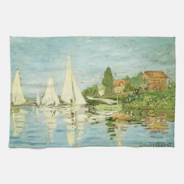 Claude Monet. Regattas at Argenteuil     Tea Towel (Horizontal)