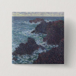 Claude Monet Rocks at Belle-Ile, the Wild Coast 15 Cm Square Badge
