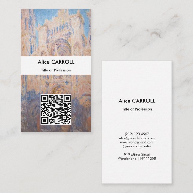 Claude Monet - Rouen Cathedral at sunset - QR Code Business Card (Front/Back)