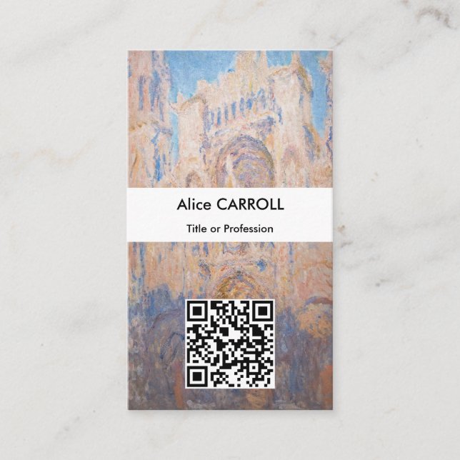 Claude Monet - Rouen Cathedral at sunset - QR Code Business Card (Front)