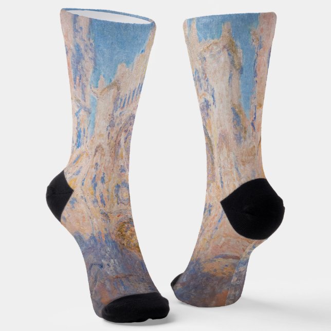 Claude Monet - Rouen Cathedral at sunset Socks (Angled)