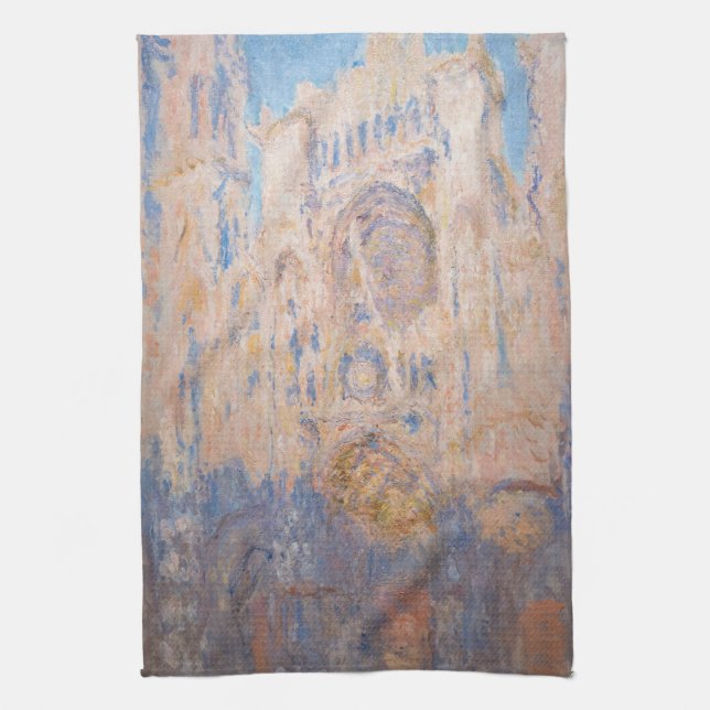 Claude Monet - Rouen Cathedral at sunset Tea Towel (Vertical)