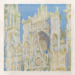 Claude Monet Rouen Cathedral Portal Morning Light Glass Coaster