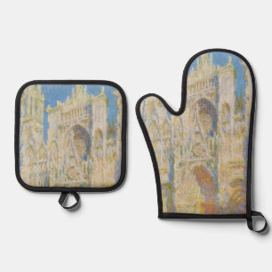 Claude Monet Rouen Cathedral Portal Morning Light Oven Mitt & Pot Holder Set