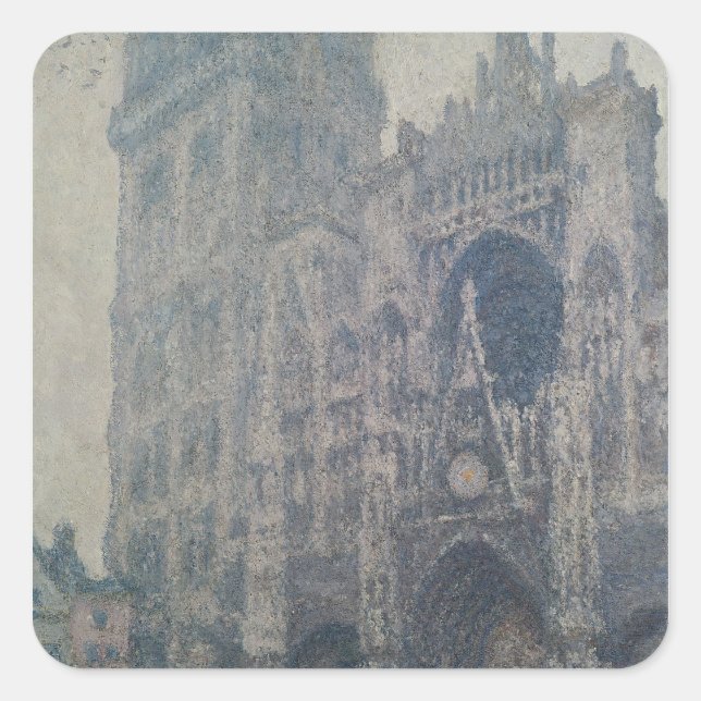Claude Monet | Rouen Cathedral, West Portal Square Sticker (Front)