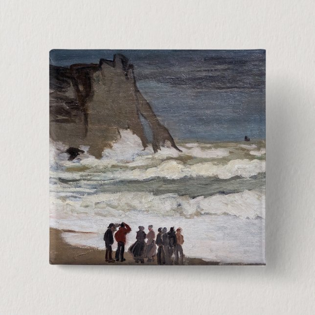 Claude Monet - Rough Sea at Etretat 15 Cm Square Badge (Front)
